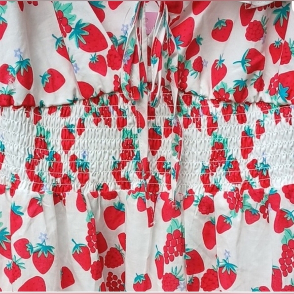 Betsey Johnson White Maxi with Strawberry Pattern. Boho Cottagcore Summer Small - Picture 7 of 11